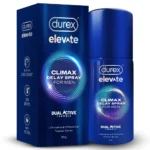 クライマックスディレイスプレーの箱とスプレー本体（Durex elevate、20g）