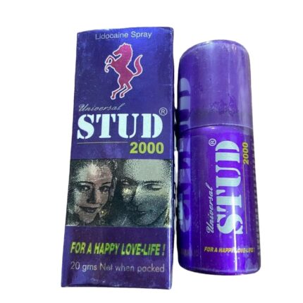 スタッドスプレー2000の箱とスプレー本体（Universal STUD 2000 Lidocaine Spray、20g）